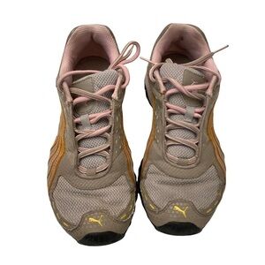 Puma Tan Pink Mesh Running Sneakers Sz 10 Preowned